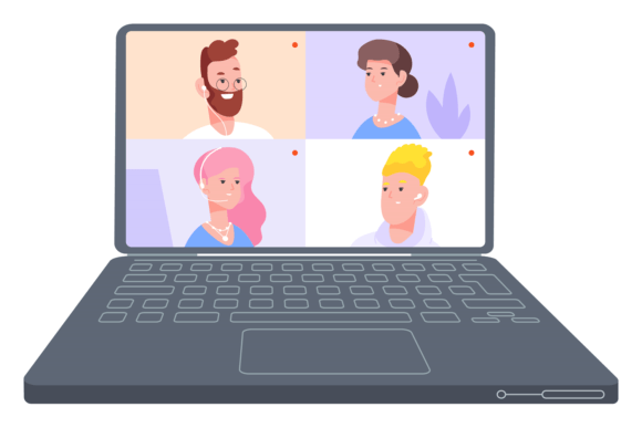 Download People on Laptop Screen. Video Chat Call - Premium Resources