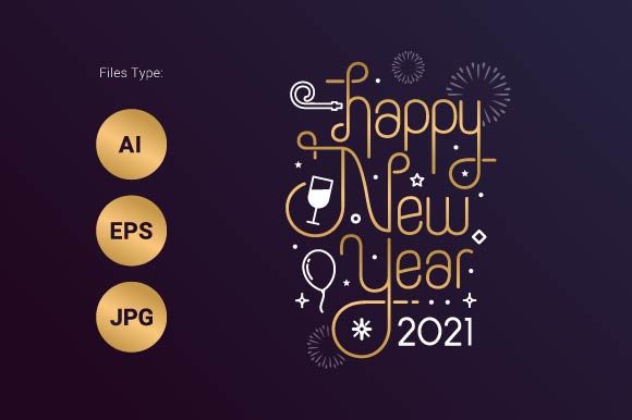 Download Happy New Year 2021 Lettering Typography - Premium Resources