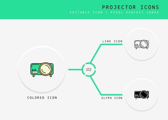 Download Projector Icons Set Isolated Background - Premium Resources